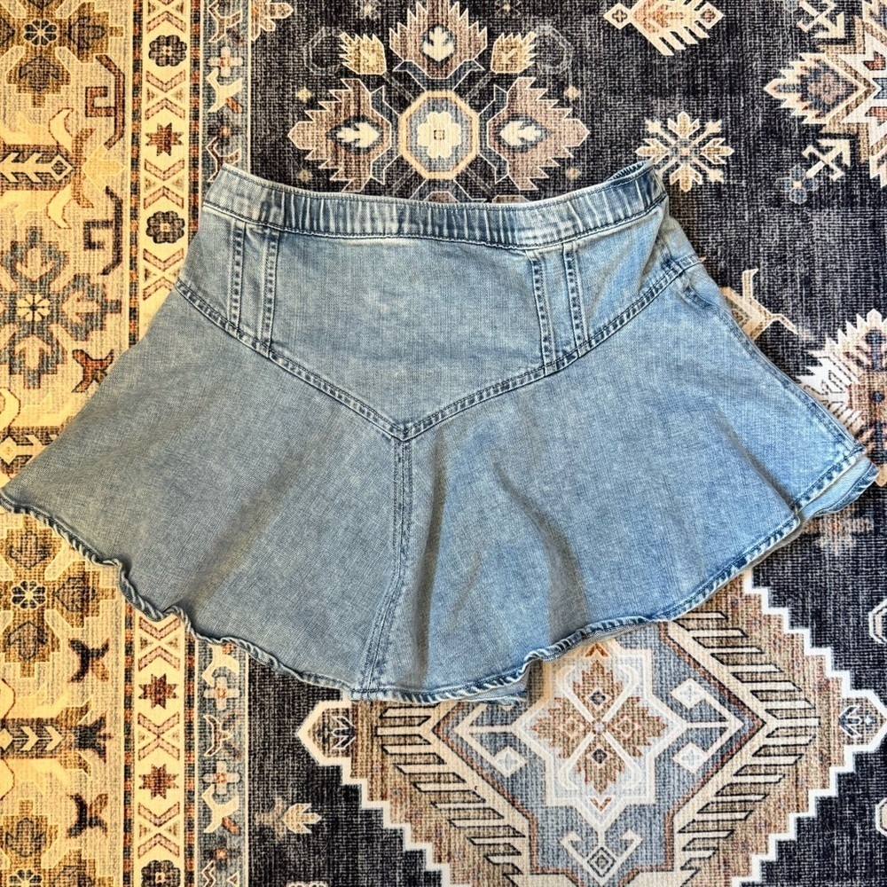 Aerie Mini Denim Flared Skirt Women’s Size Medium